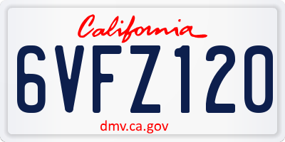 CA license plate 6VFZ120