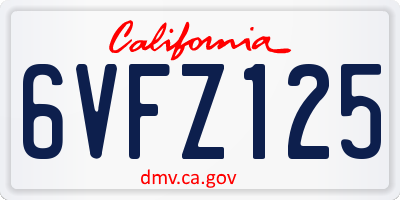 CA license plate 6VFZ125