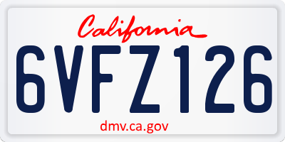CA license plate 6VFZ126