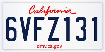 CA license plate 6VFZ131