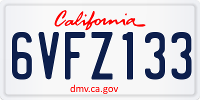 CA license plate 6VFZ133