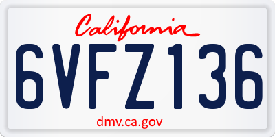 CA license plate 6VFZ136
