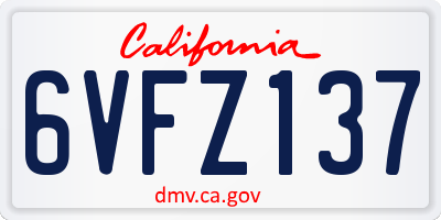 CA license plate 6VFZ137