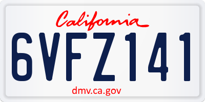 CA license plate 6VFZ141