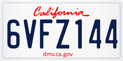 CA license plate 6VFZ144