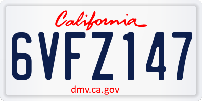 CA license plate 6VFZ147