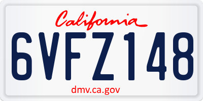 CA license plate 6VFZ148