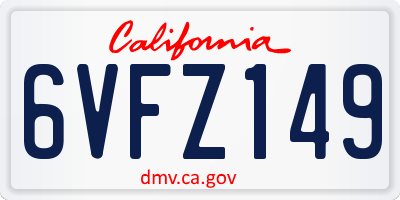 CA license plate 6VFZ149