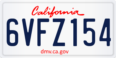 CA license plate 6VFZ154