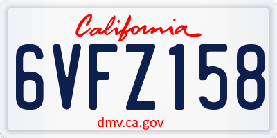 CA license plate 6VFZ158