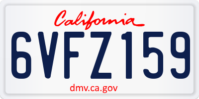 CA license plate 6VFZ159