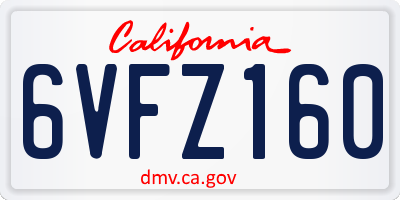 CA license plate 6VFZ160