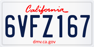 CA license plate 6VFZ167