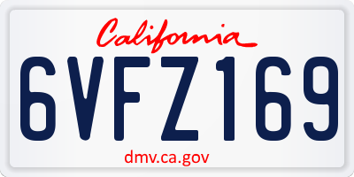 CA license plate 6VFZ169