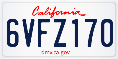 CA license plate 6VFZ170