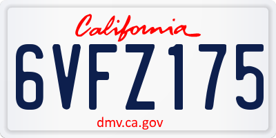 CA license plate 6VFZ175