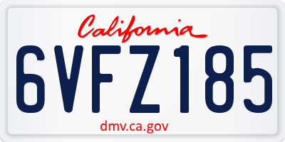 CA license plate 6VFZ185