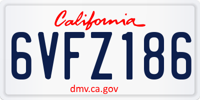 CA license plate 6VFZ186