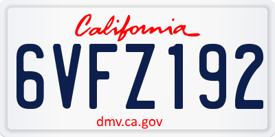 CA license plate 6VFZ192