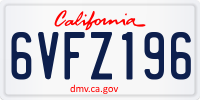 CA license plate 6VFZ196