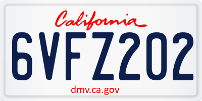 CA license plate 6VFZ202