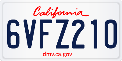 CA license plate 6VFZ210