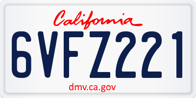 CA license plate 6VFZ221
