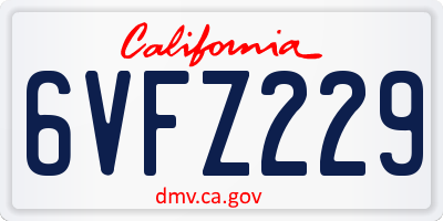 CA license plate 6VFZ229
