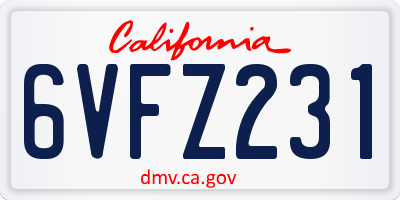 CA license plate 6VFZ231