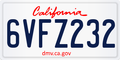CA license plate 6VFZ232