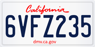 CA license plate 6VFZ235