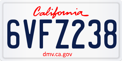 CA license plate 6VFZ238