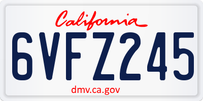 CA license plate 6VFZ245