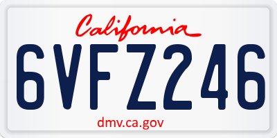 CA license plate 6VFZ246