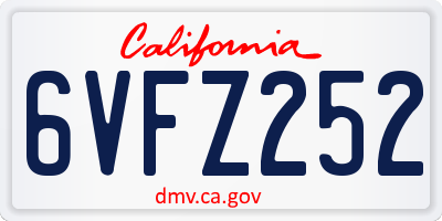 CA license plate 6VFZ252