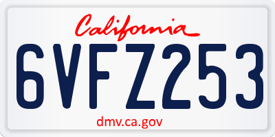 CA license plate 6VFZ253
