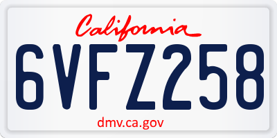 CA license plate 6VFZ258