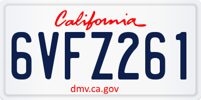 CA license plate 6VFZ261