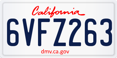 CA license plate 6VFZ263