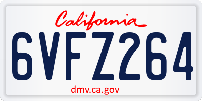 CA license plate 6VFZ264