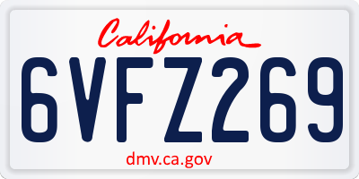 CA license plate 6VFZ269
