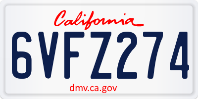 CA license plate 6VFZ274