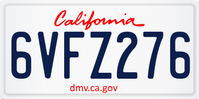 CA license plate 6VFZ276
