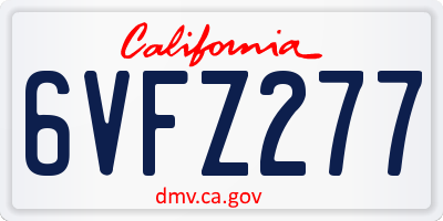 CA license plate 6VFZ277