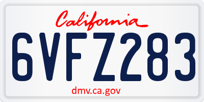 CA license plate 6VFZ283