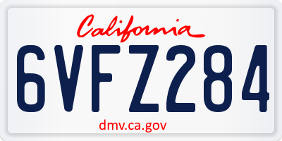 CA license plate 6VFZ284