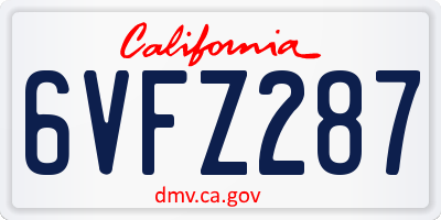 CA license plate 6VFZ287