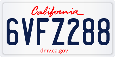 CA license plate 6VFZ288