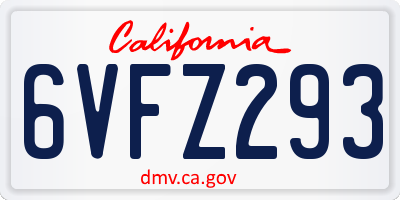 CA license plate 6VFZ293