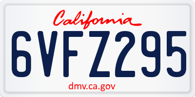 CA license plate 6VFZ295